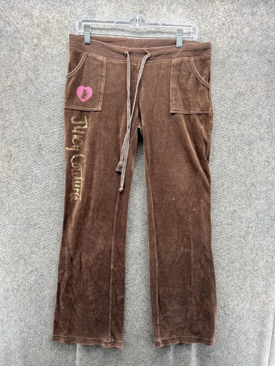 Juicy Couture Pants - Juicy Couture Sweatpants Womens Large Brown Velour Drawstring Y2K Pants